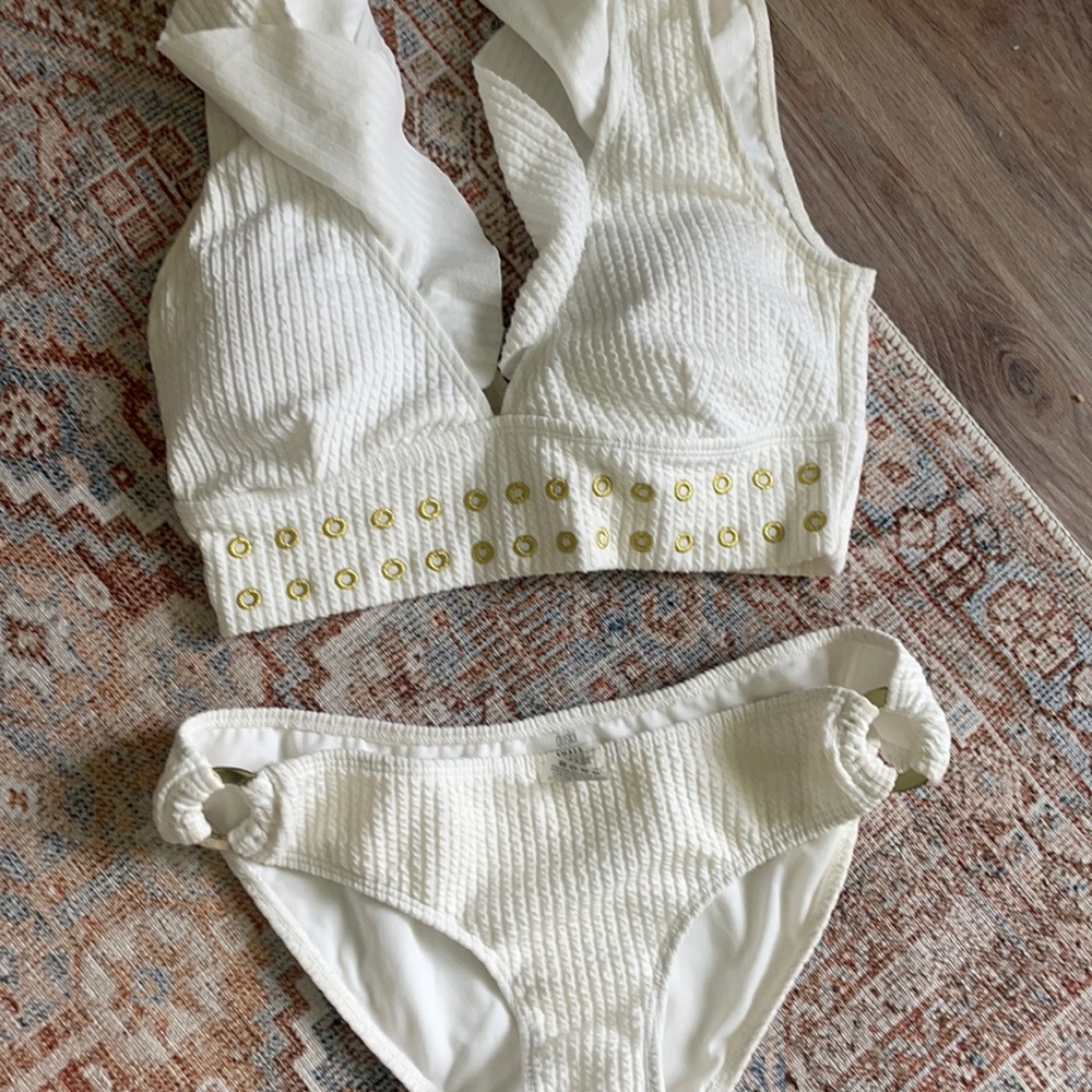 White Bathing Suit Top (M) and Bottom (S)